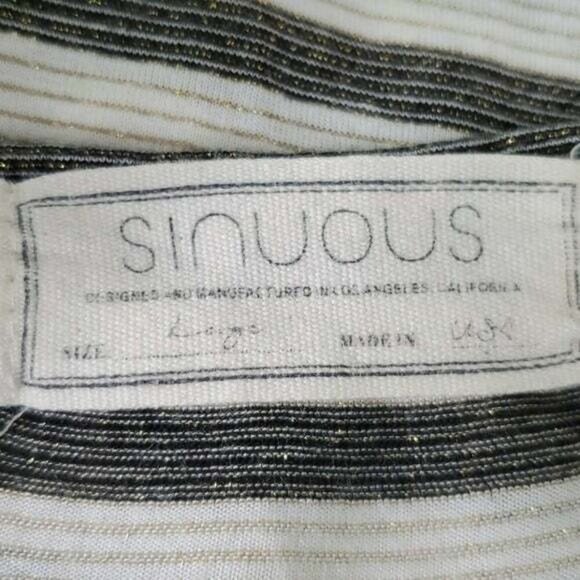 Vintage Sinuous Cream Striped Scoop Neck Long Sleeve Pullover Top Women Size L - Picture 9 of 10